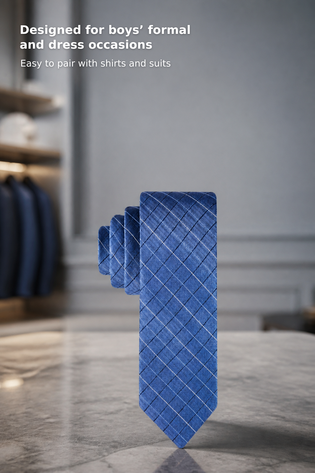 Boys’ Solid Color Patterned Necktie
